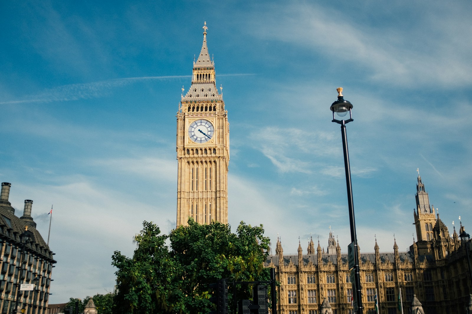 Big ben clock tower against a blue sky
